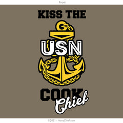 "Kiss The Chief" Apron - Khaki