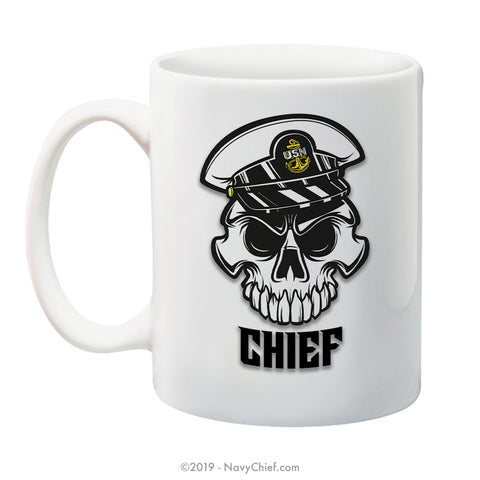 "Anchor Up" CPO Skull - 15 oz Coffee Mug - NavyChief.com - Navy Pride, Chief Pride.