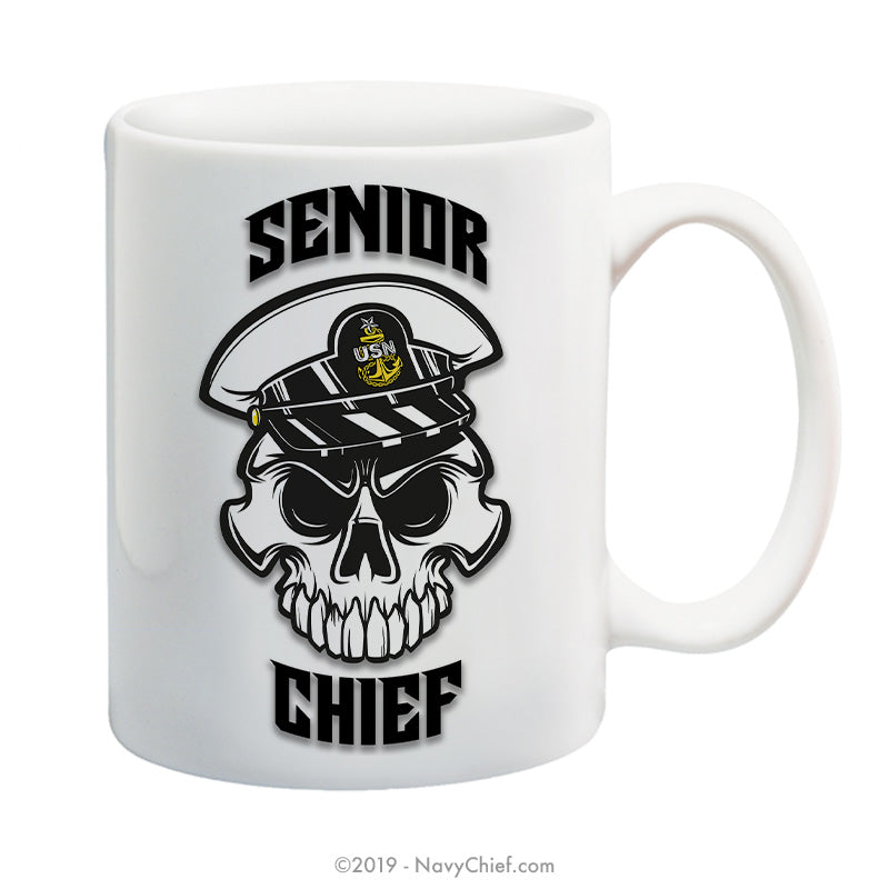 "Anchor Up" SCPO Skull - 15 oz Coffee Mug - NavyChief.com - Navy Pride, Chief Pride.