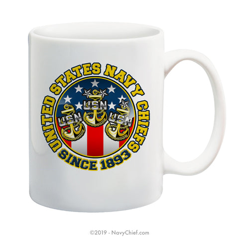 "USN Chiefs - Since 1893" - 15 oz Coffee Mug - NavyChief.com - Navy Pride, Chief Pride.