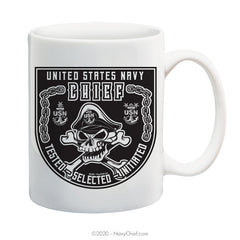 "Original CPO1 Skull" - 15 oz Coffee Mug - NavyChief.com - Navy Pride, Chief Pride.