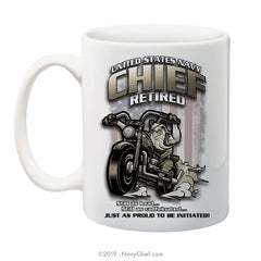 "Retired Biker" - 15 oz Coffee Mug - NavyChief.com - Navy Pride, Chief Pride.