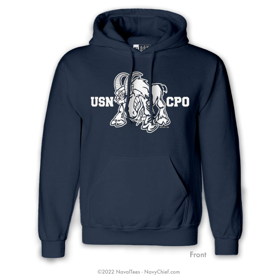 "USN CPO Goat" Hooded Sweatshirt - Navy