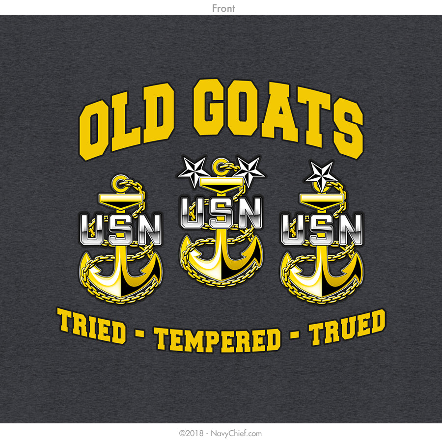 "Old Goats Rock" Zippered Hoodie, Dark Heather Grey - NavyChief.com - Navy Pride, Chief Pride.