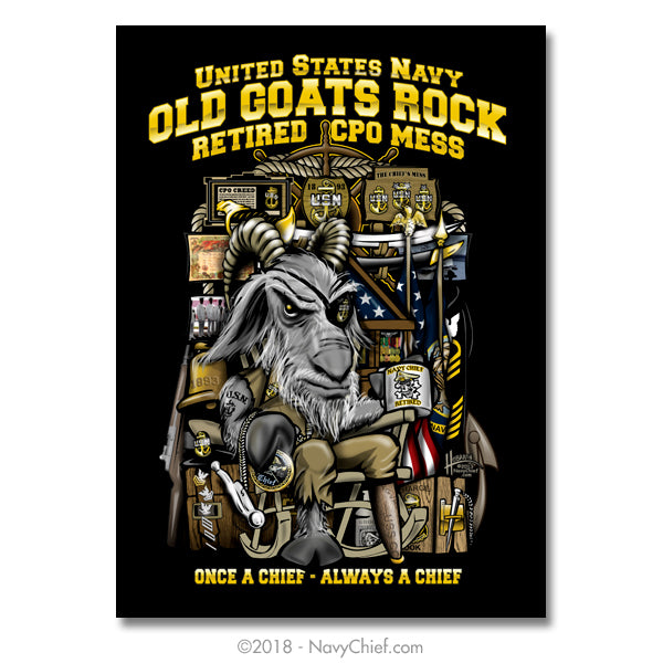 18" x 24" Retired CPO "Old Goats Rock" Poster - NavyChief.com - Navy Pride, Chief Pride.