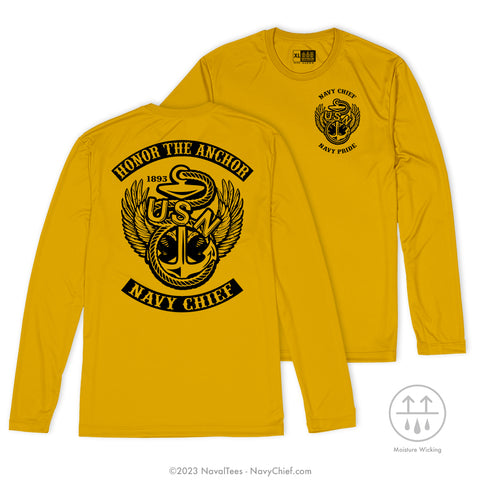 "Honor The Anchor" Moisture Wicking Long Sleeve Tee - Gold