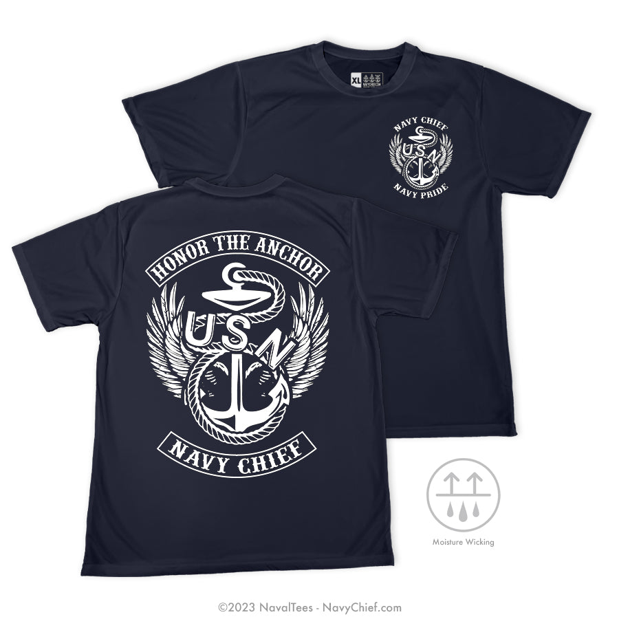 "Honor The Anchor" Wicking Tee - Navy
