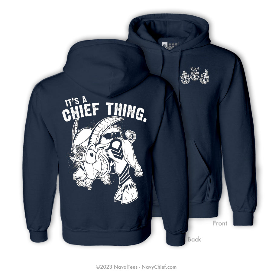 "Chief Thing" Hooded Sweatshirt - Navy