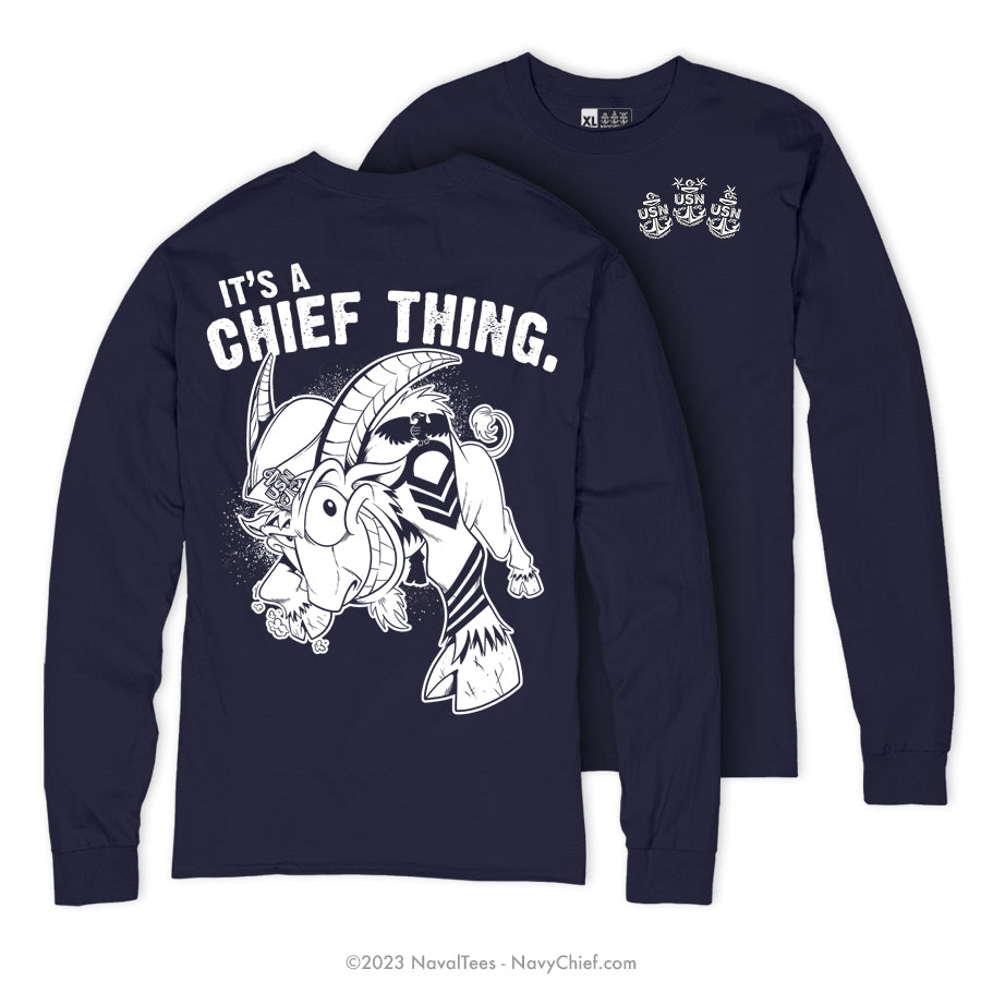 "Chief Thing" Long Sleeve Tee - Navy