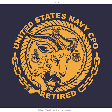 "CPO Retired" Goat T-shirt - Navy