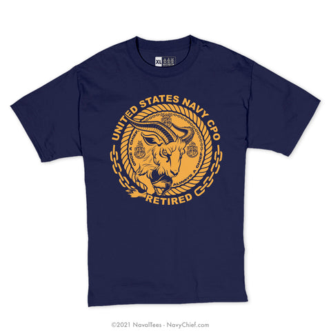 "CPO Retired" Goat T-shirt - Navy