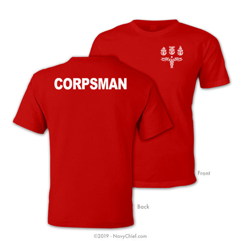 CPO Corpsman T-shirt, Red - NavyChief.com - Navy Pride, Chief Pride.