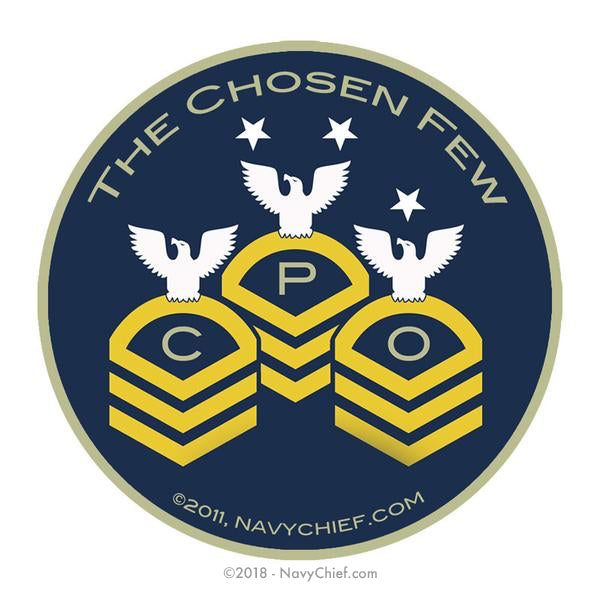 4" Round "CPO Chevrons - The Chosen Few" Sticker - NavyChief.com - Navy Pride, Chief Pride.